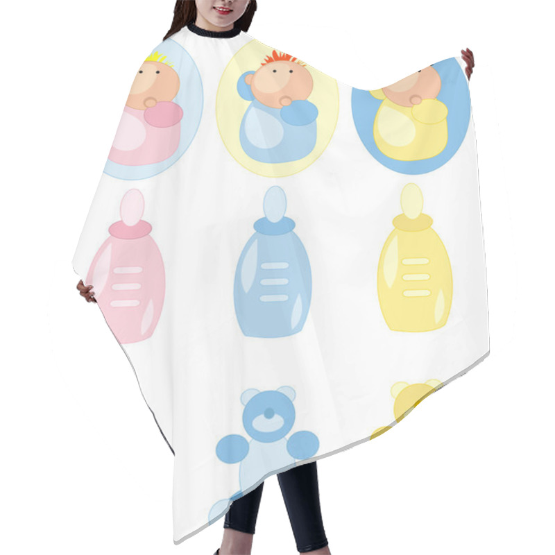 Personality  Baby Accesories Icons Set Hair Cutting Cape