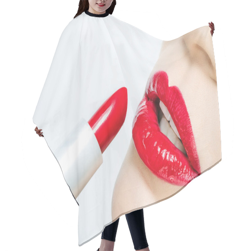 Personality  Woman Painted Red Lips Hair Cutting Cape