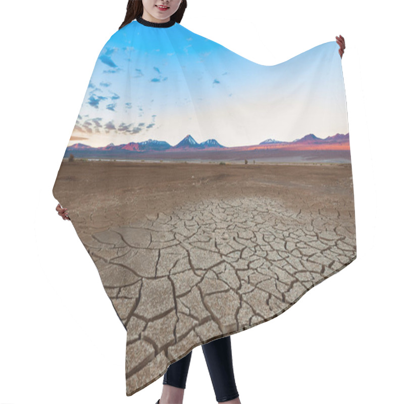 Personality  Cracked Earth And Licancabur Volcano At The Atacama Desert. Hair Cutting Cape