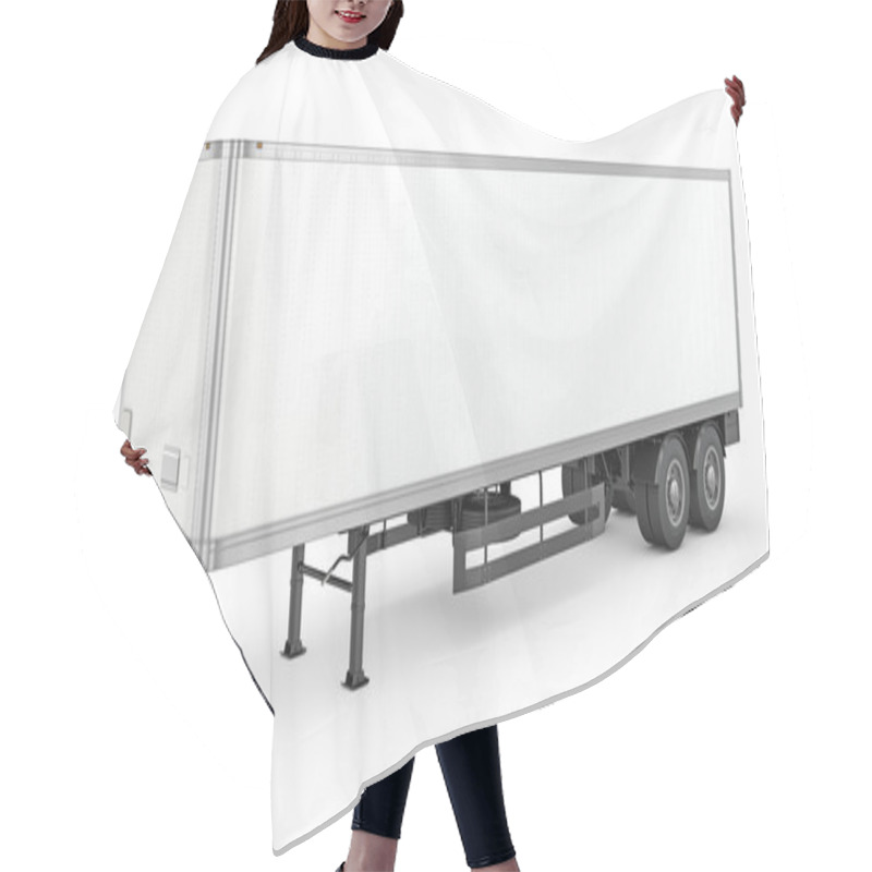 Personality  Blank White Parked Semi Trailer Hair Cutting Cape