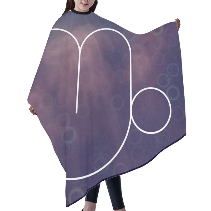 Personality  Zodiac Sign - Capricorn. White Thin Line Astrological Symbols On Blurry Colorful Abstract Background. Hair Cutting Cape