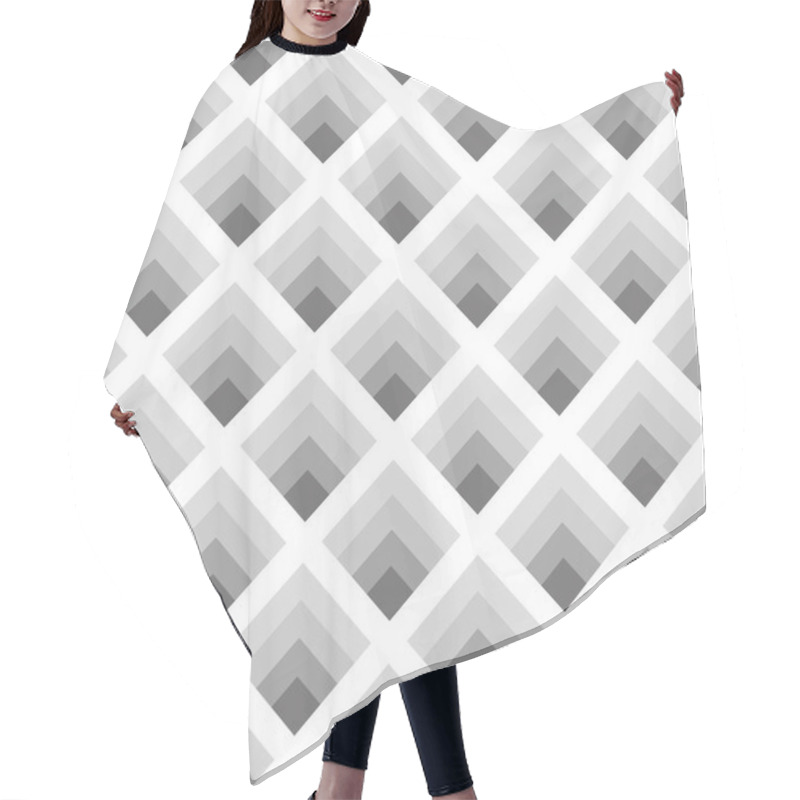 Personality  Seamless Geometric Pattern Of Rhombuses Gray Tones With The Effect Of Volume Hair Cutting Cape