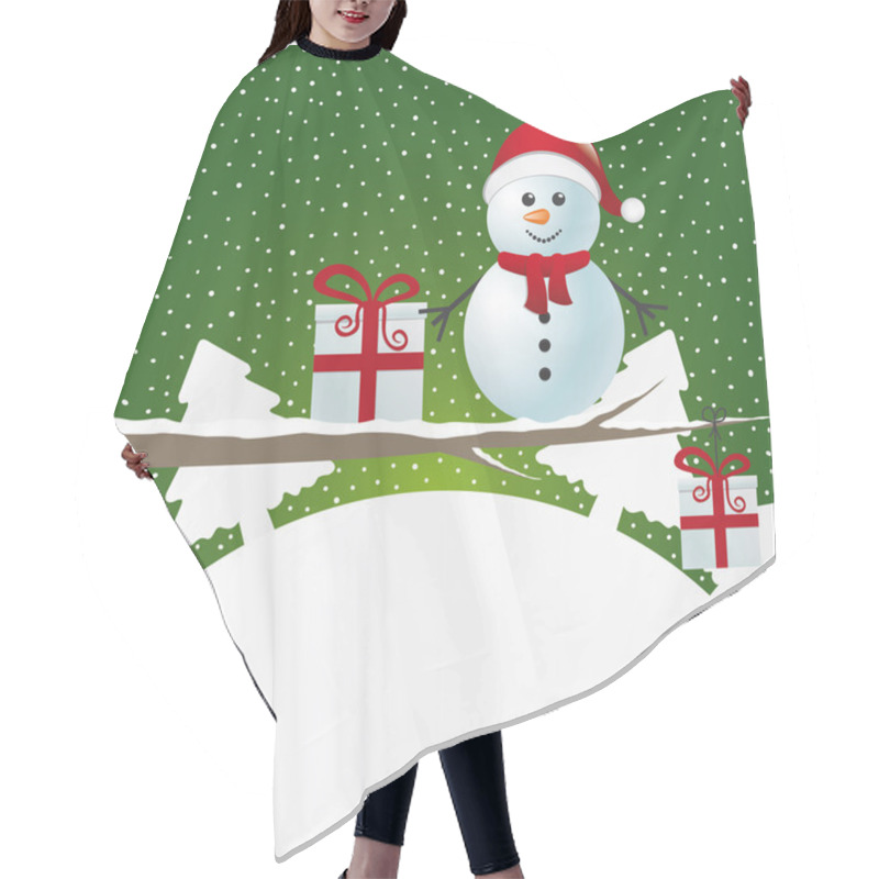 Personality  Snowman Figure On Branch Snowy Winter Landscape Hair Cutting Cape