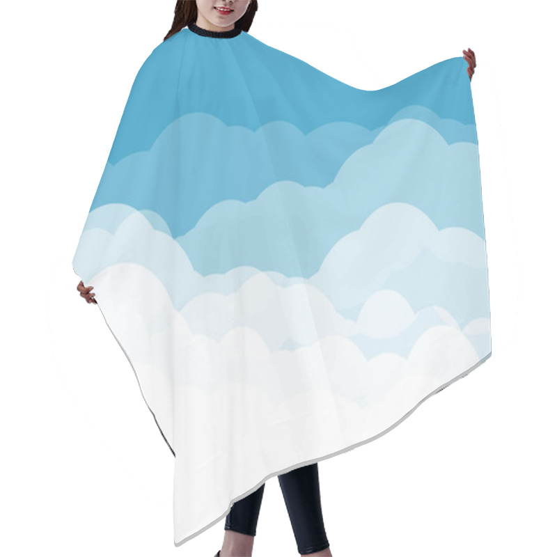 Personality  Blue Sky With Clouds. Cartoon Background. Bright Illustration For Design. Hair Cutting Cape