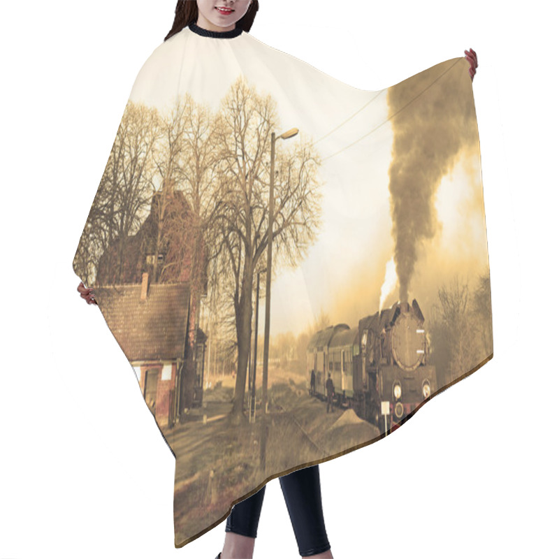 Personality  Old Retro Steam Train Hair Cutting Cape