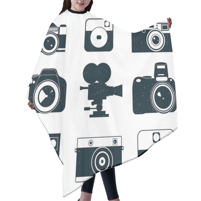 Personality  Set Of Camera Icons Hair Cutting Cape