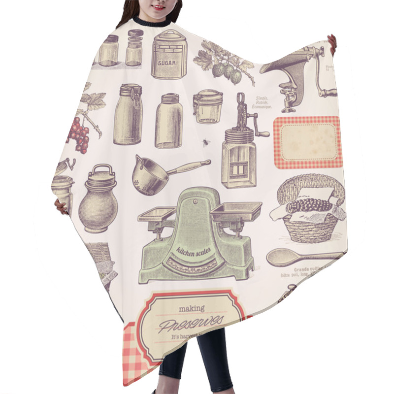 Personality  Set Of Preserves And Homemade Food Hair Cutting Cape