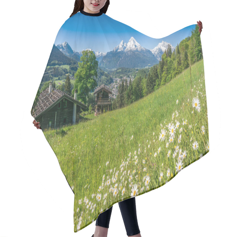 Personality  Bavarian Alps With Beautiful Flowers And Watzmann In Springtime, Germany Hair Cutting Cape