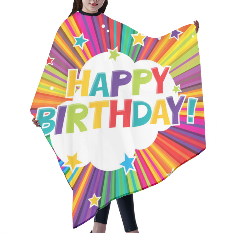 Personality  Happy Birthday Phrase In Bubble Hair Cutting Cape