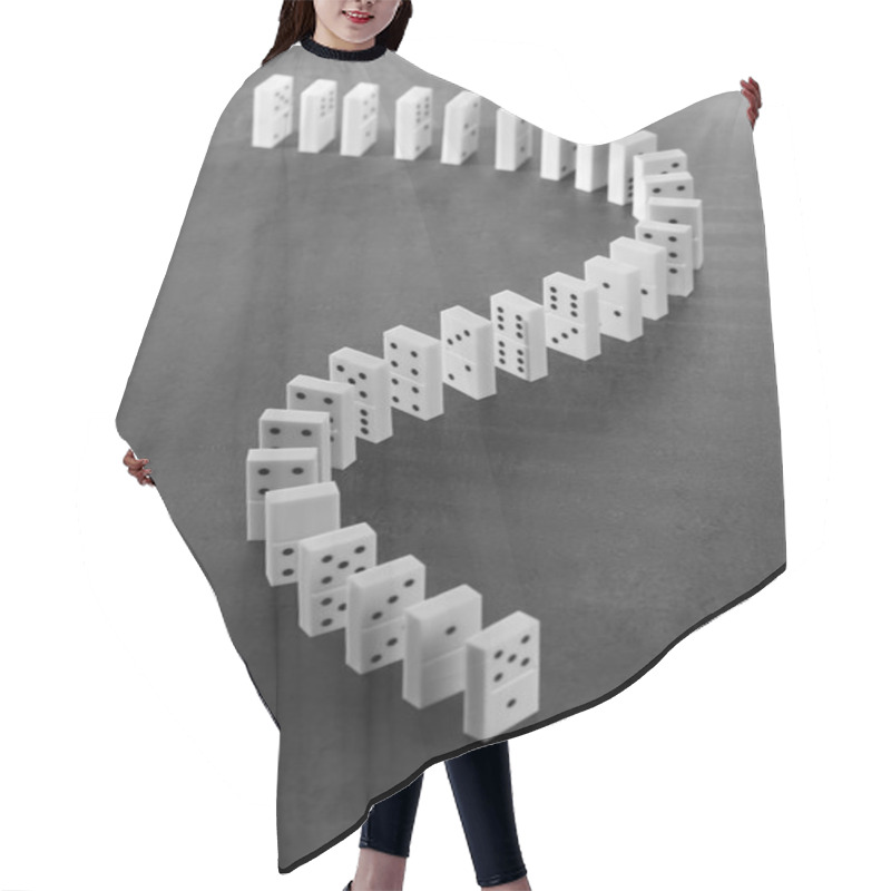 Personality  Dominoes Standing On Gray Background Hair Cutting Cape