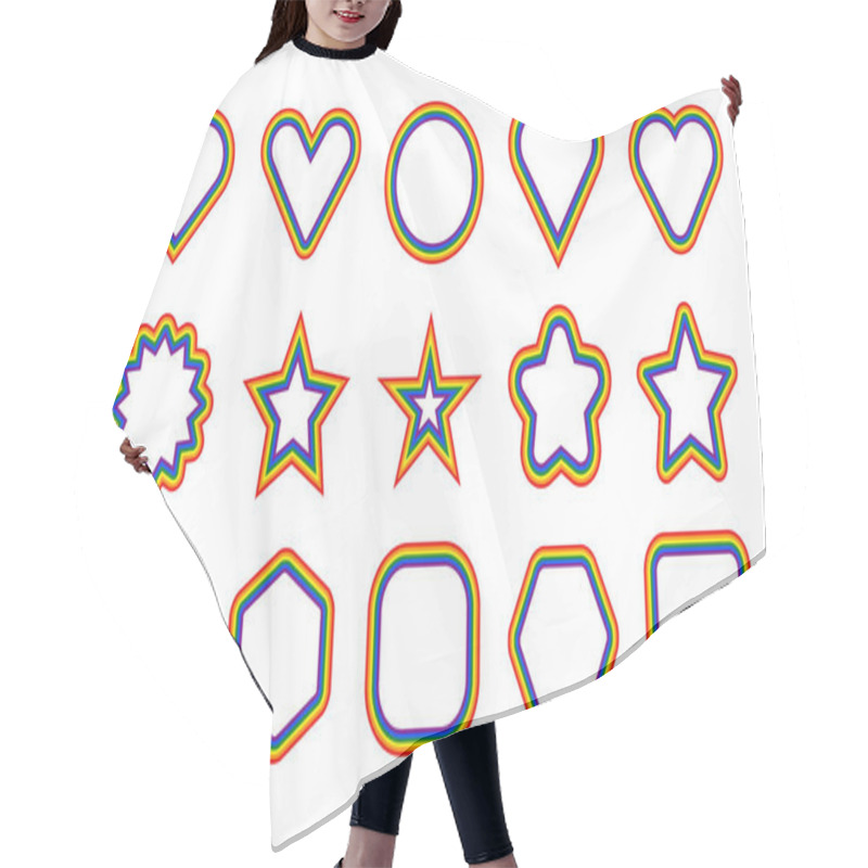 Personality  LGBT Flag. Circle, Star, Hexagon, Heart, Square Shapes With Frame In Rainbow Colors. Set Of Signs For Use In LGBTQI Pride Event, LBGT Pride Month Or Gay Pride Symbol. Vector Illustration Hair Cutting Cape