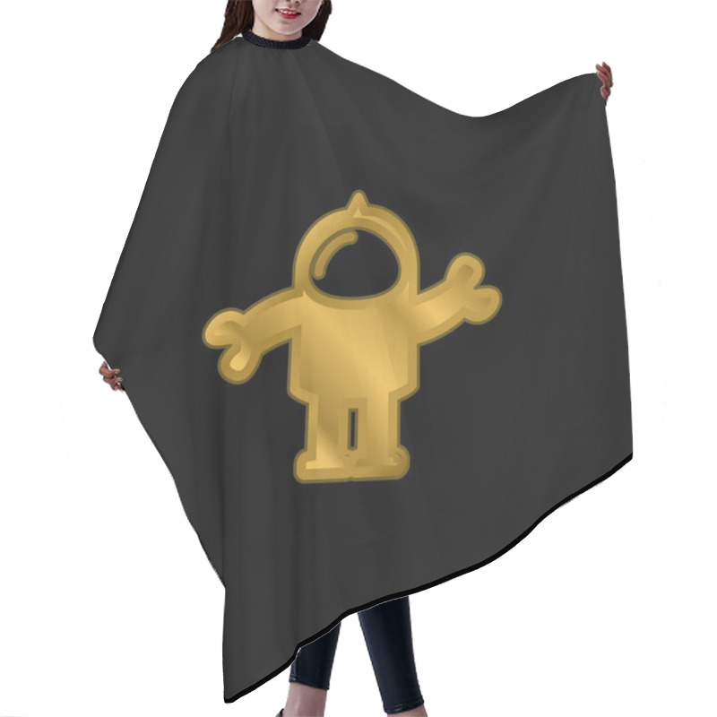 Personality  Astronaut Suit Gold Plated Metalic Icon Or Logo Vector Hair Cutting Cape