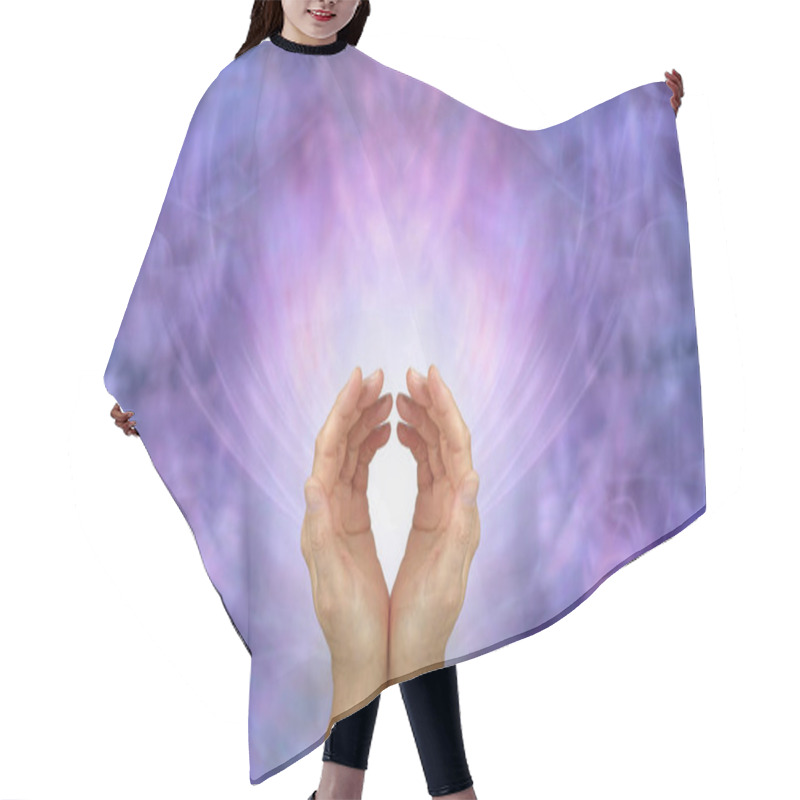 Personality  Sending You High Vibe Spiritual Healing Energy - Female Cupped Hands Against A Purple Pink Ethereal  Background Ideal For A Reiki Share Invitation With Space For Text Hair Cutting Cape