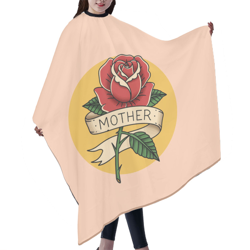 Personality  A Beautiful Red Rose With A Mother Banner Perfect For Mother's Day Cards Or Tattoos. Use This Image For Your Design Projects. Hair Cutting Cape