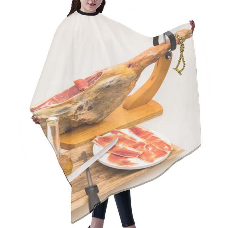 Personality  Spanish Serrano Ham On The Leg With Wood Holder - Isolated Hair Cutting Cape