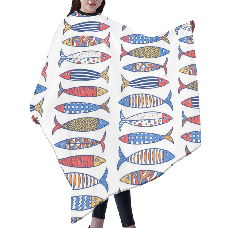 Personality  Cute Fish.  Kids Background. Seamless Pattern. Can Be Used In Textile Industry, Paper, Background, Scrapbooking. Hair Cutting Cape