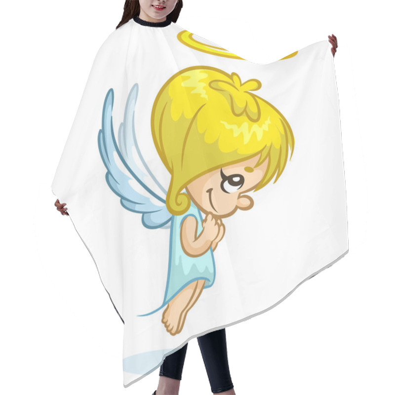 Personality  Vector Illustration Cute Christmas Angel Character Hair Cutting Cape