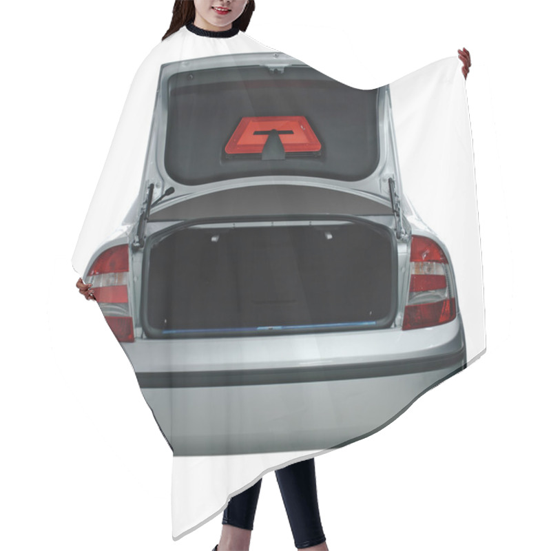 Personality  Rear View Of A Car With An Open Trunk Hair Cutting Cape