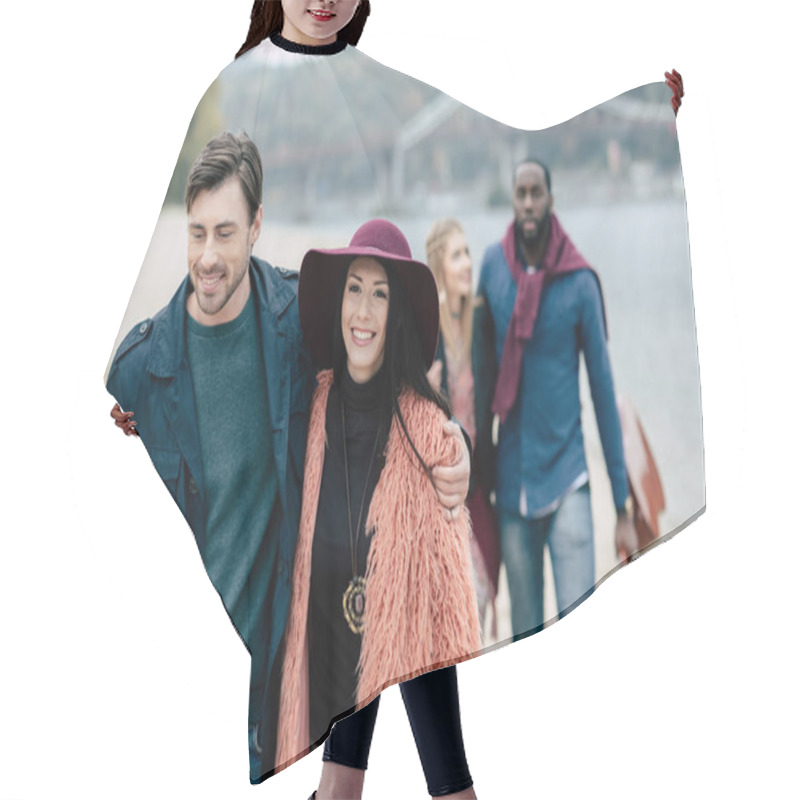 Personality  Young People Having Stroll On Beach Hair Cutting Cape