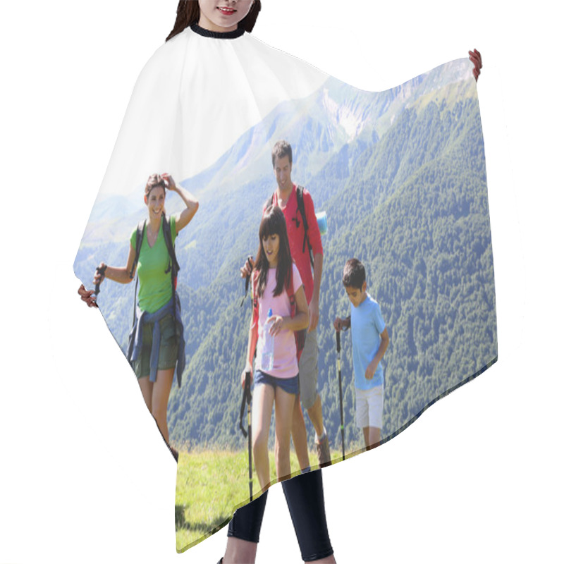 Personality  Family On A Trekking Day In The Mountains Hair Cutting Cape