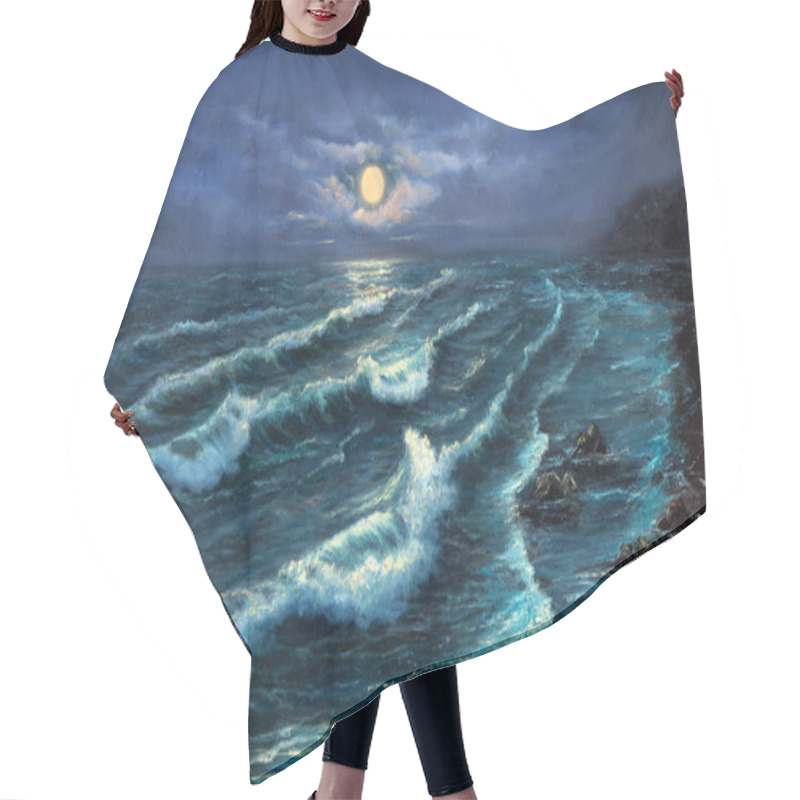 Personality  Ocean Shore At Night Hair Cutting Cape