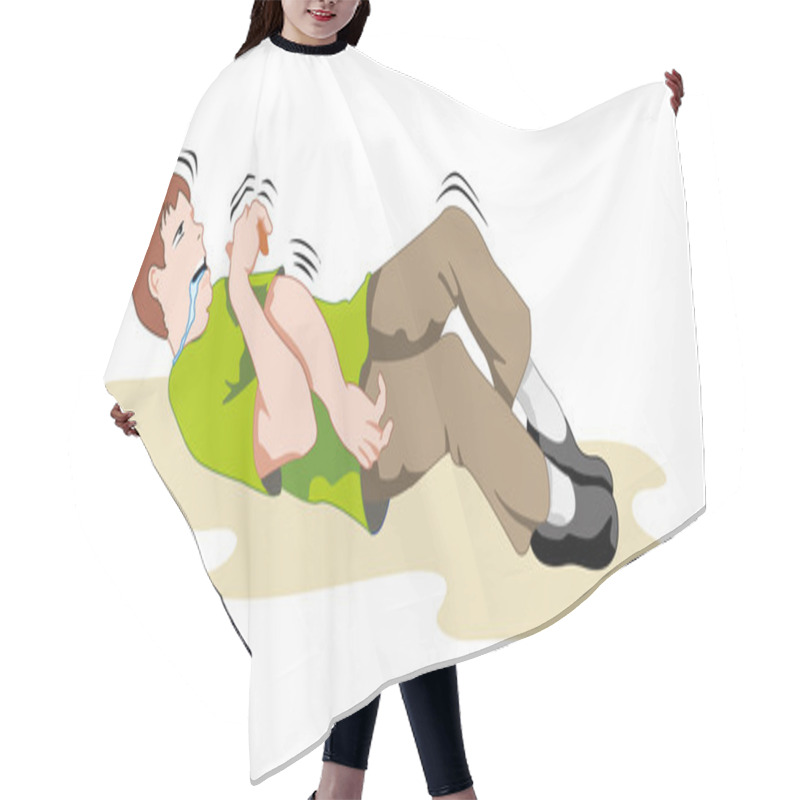 Personality  Scene Illustration First Aid, Person Having Seizures And Seizure. Ideal For Catalogs, Informative And Medical Guides Hair Cutting Cape