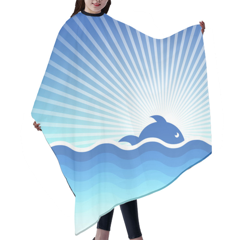 Personality  Vector Background On A Sea Theme. Hair Cutting Cape