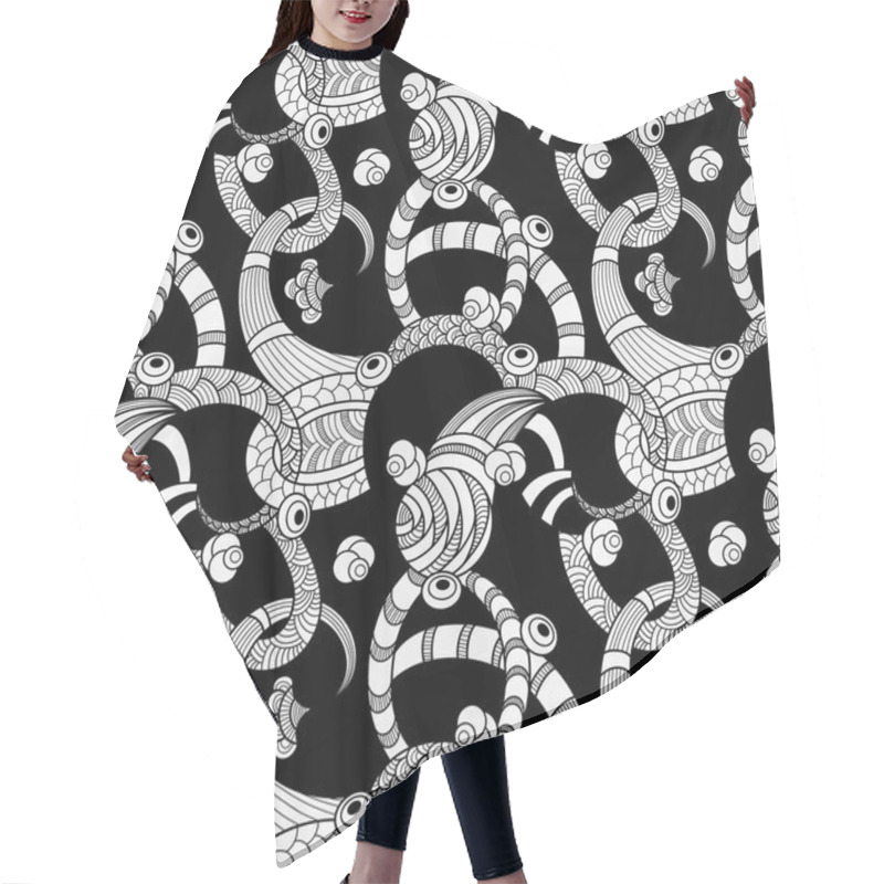 Personality  Vector Seamless Doodle Floral Pattern Hair Cutting Cape