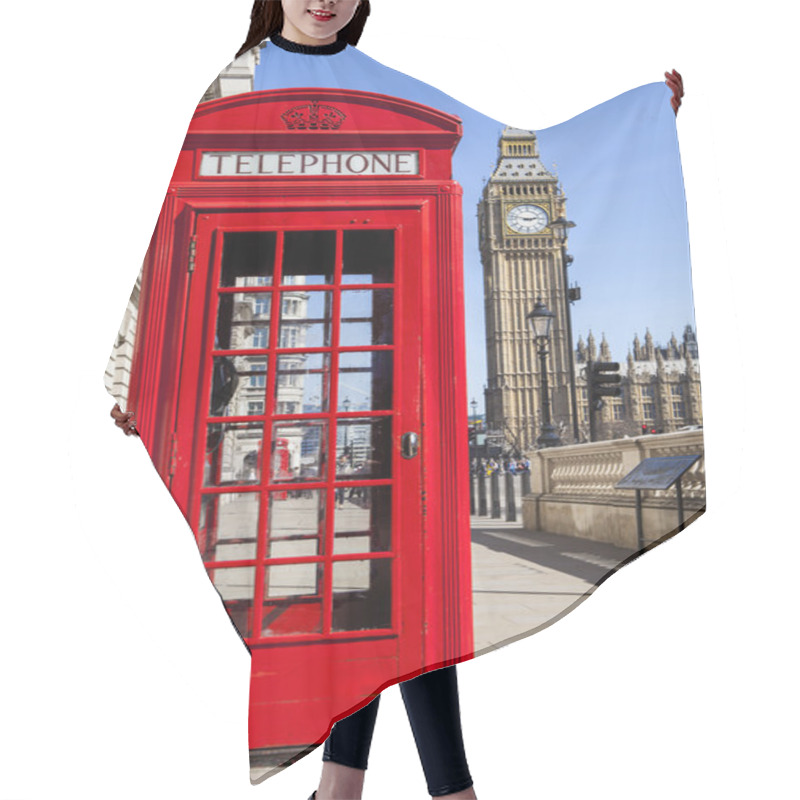 Personality  Red Telephone Box And Big Ben In London Hair Cutting Cape