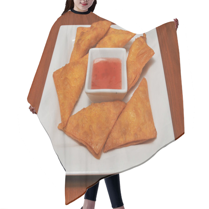 Personality  Authentic Traditional Japanese Cuisine Dish Known As Crab Rangoon Hair Cutting Cape