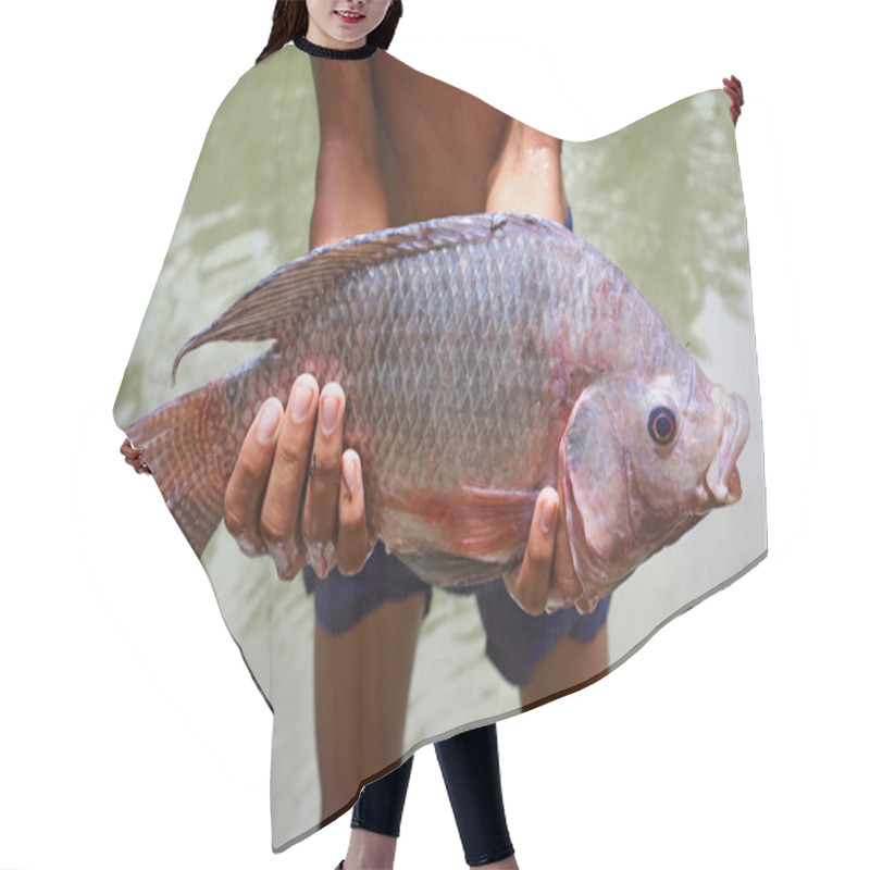 Personality  Big Tilapia In Hands Hair Cutting Cape