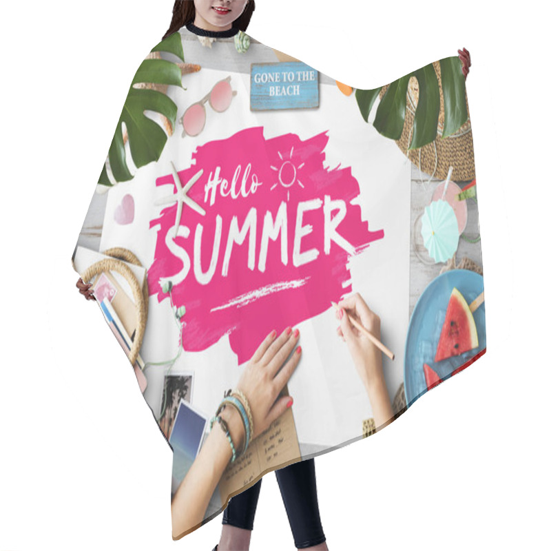 Personality  Woman Writing Summer Card Hair Cutting Cape