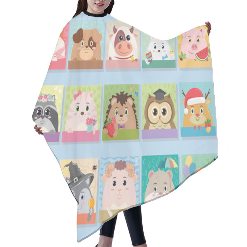 Personality  Animals: Raccoon, Bull, Fox, Bunny, Lamb, Hedgehog, Bear, Cat, Pig, Wolf, Sheep, Deer, Hamster, Owl, Dog. Hair Cutting Cape