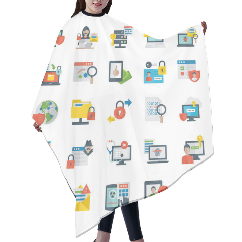 Personality  Internet Security Flat Icons Hair Cutting Cape