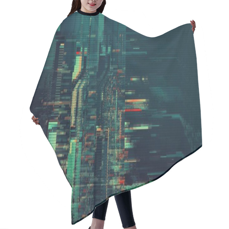 Personality  Defected  HUD Interface 3d Illustration With Abstract Digital Code. Concept Glitch Background As Cyberpunk Computer Meltdown Overlay With Fragments And Hex Code Of Alien Communication Decryption Hair Cutting Cape