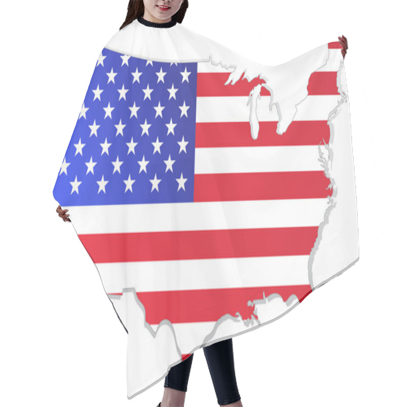 Personality  Usa Map With Flag Hair Cutting Cape