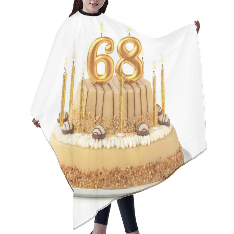 Personality  Festive Cake With Golden Candles - Number 68 Hair Cutting Cape