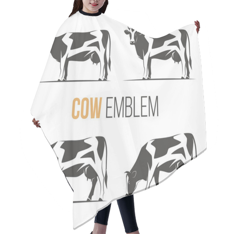 Personality  Vector Set Of A Stylish Spotted Holstein Cows. Hair Cutting Cape