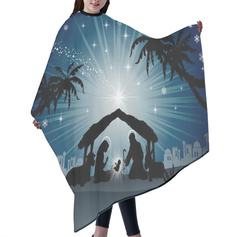 Personality  Holy Family In Bethlehem Silhouette Hair Cutting Cape