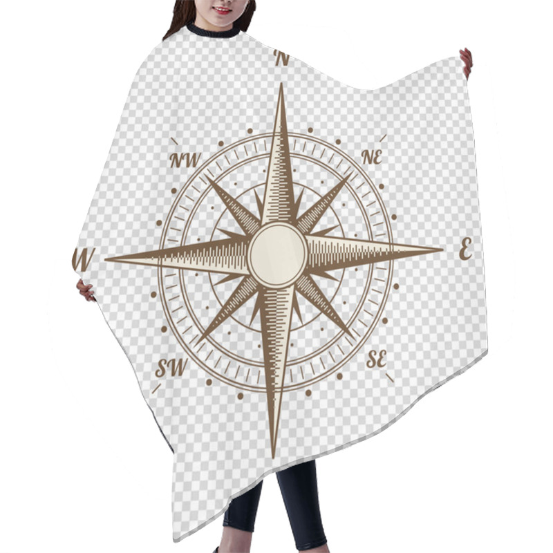 Personality  Vector Compass. Height Quality Illustration. Old Style. West, East, North, South. Wind Rose Simple Isolated Hair Cutting Cape