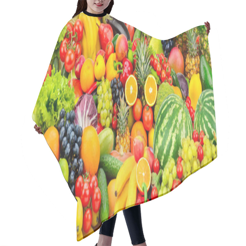 Personality  Assorted Fresh Ripe Fruits And Vegetables. Food Concept Backgrou Hair Cutting Cape