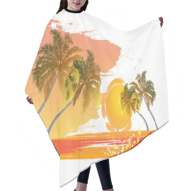 Personality  Palm Tree At Sunset Hair Cutting Cape