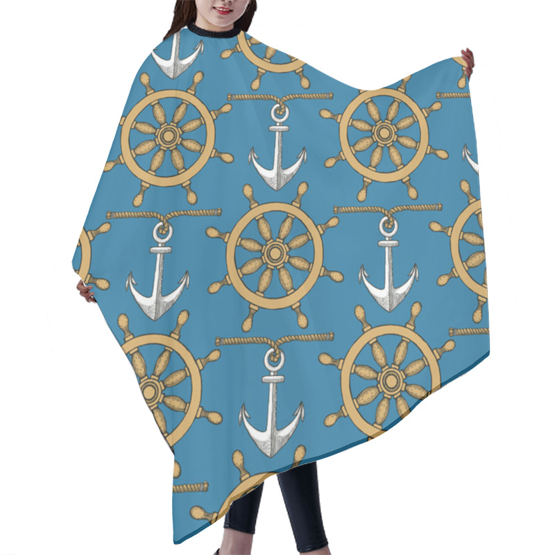 Personality  Engraved Helms And Anchors Hair Cutting Cape