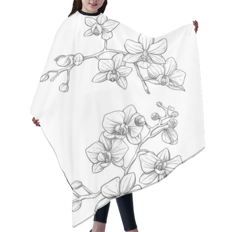 Personality  Orchid Flower Botanical Sketch Illustration Hair Cutting Cape