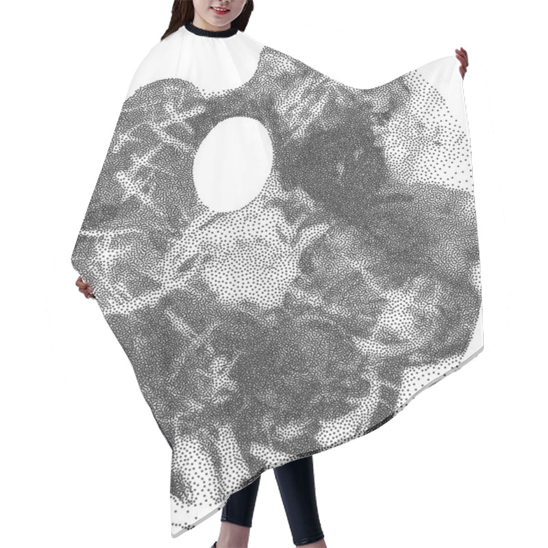 Personality  Abstract Grunge Black And White Dots In Paint Palette Shaped Space On White Background  Hair Cutting Cape