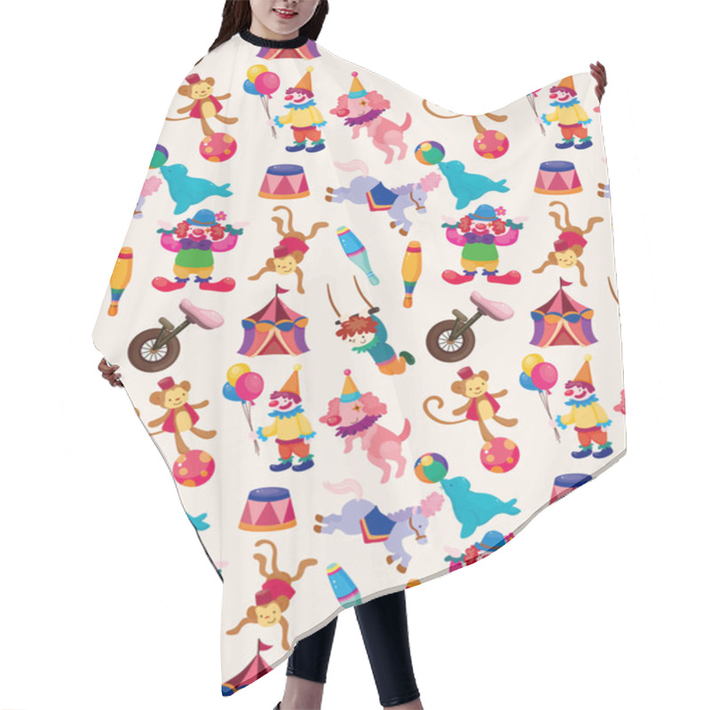 Personality  Cartoon Happy Circus Seamless Pattern Hair Cutting Cape