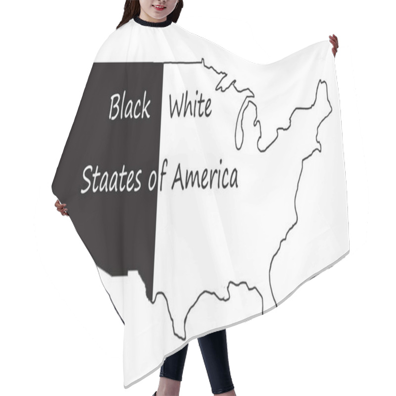 Personality  Stop Racism Us. Black Lives Matter. Protest Banner About Human Right Of Black People In U.S. America. Map Black White America Hair Cutting Cape