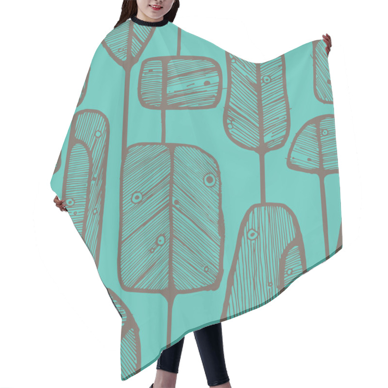 Personality  Seamless Pattern Design With Abstract Doodle Trees Hair Cutting Cape