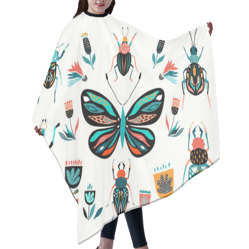 Personality   Abstract Insects Collection, Vector Design Hair Cutting Cape