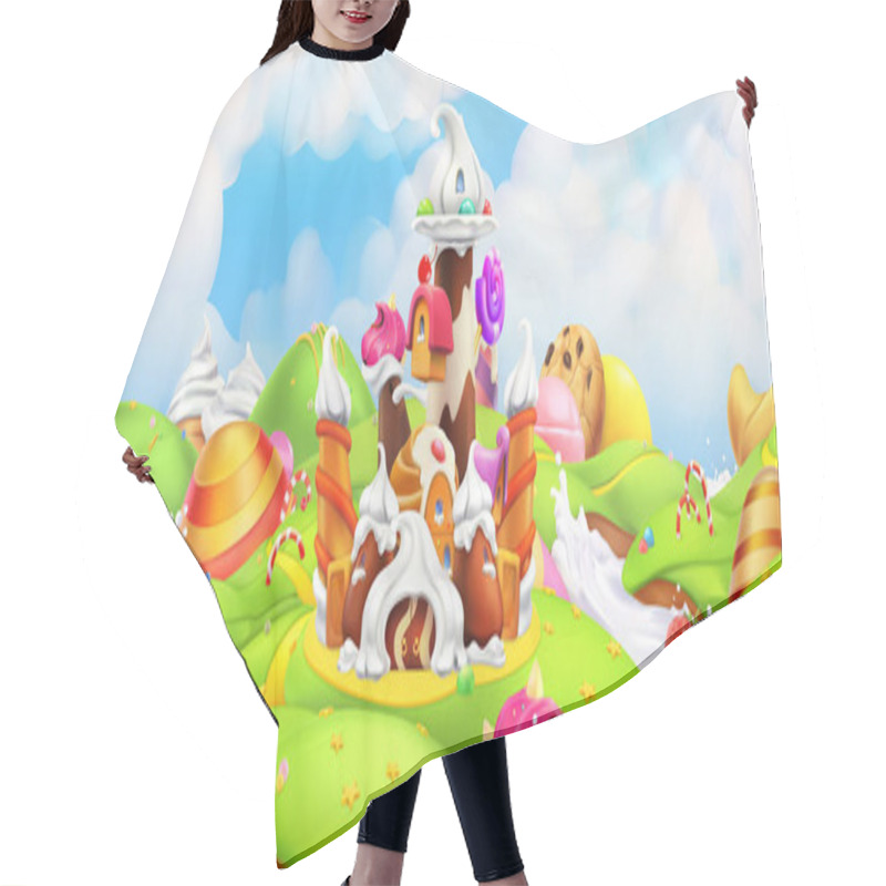 Personality  Sweet Castle. Panorama Landscape, Vector Background Hair Cutting Cape